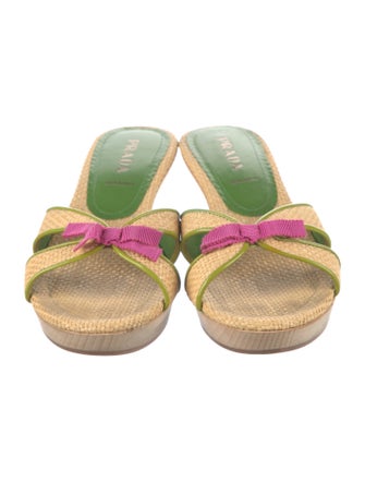 Prada Straw Bow Accents Espadrilles