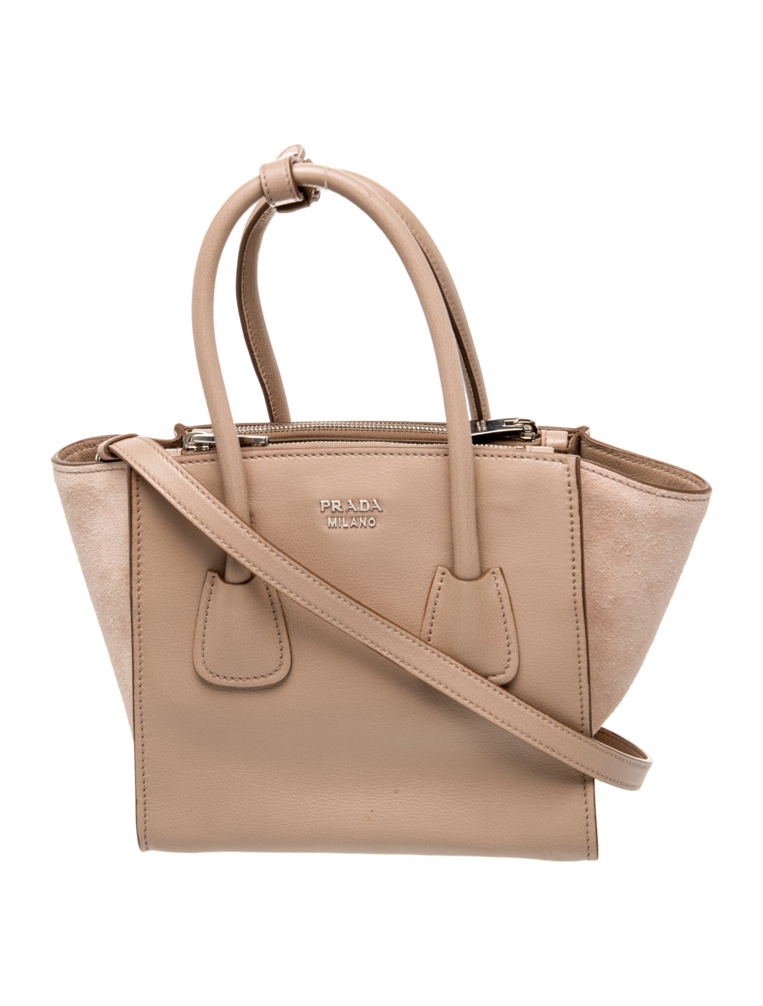 Prada Enameled Metal Triangle Twin Pocket