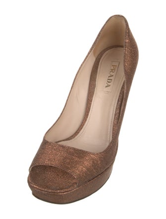 Prada Patterned Glitter Accents Pumps