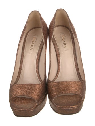 Prada Patterned Glitter Accents Pumps