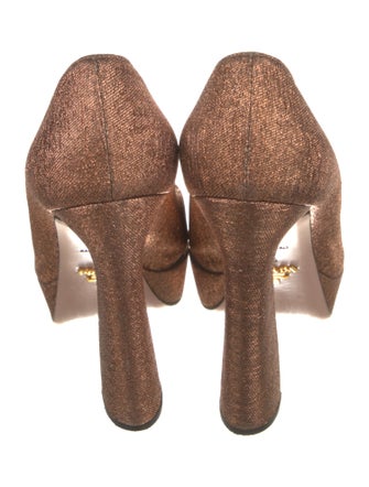 Prada Patterned Glitter Accents Pumps