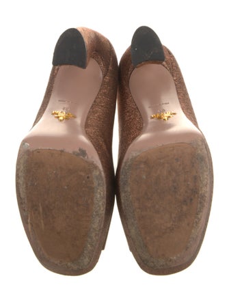 Prada Patterned Glitter Accents Pumps