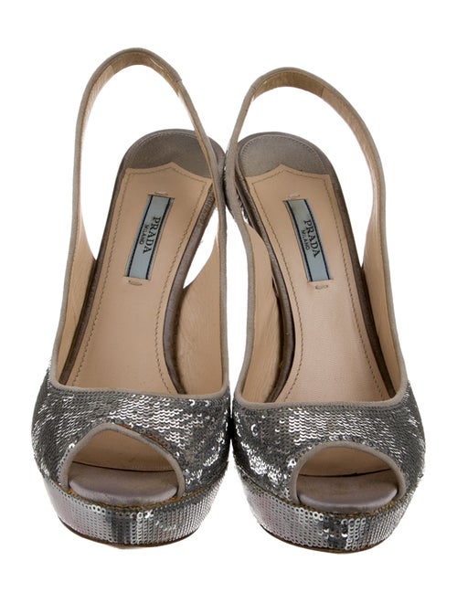 Prada Sequins Sequin Embellishments Slingback Pumps