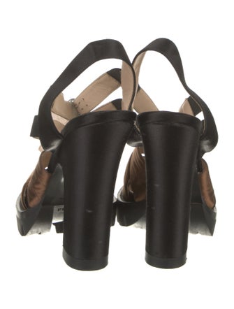 Prada Satin Colorblock Pattern T-Strap Sandals