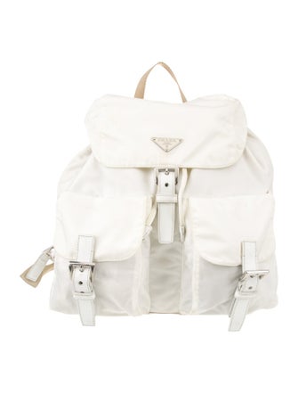 Prada Enameled Metal Triangle Backpack