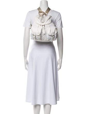 Prada Enameled Metal Triangle Backpack