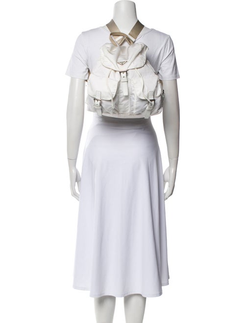 Prada Enameled Metal Triangle Backpack