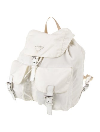 Prada Enameled Metal Triangle Backpack