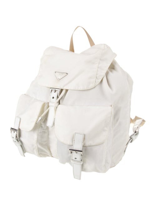 Prada Enameled Metal Triangle Backpack