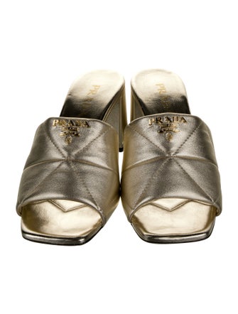 Prada Quilted Pattern Leather Slides