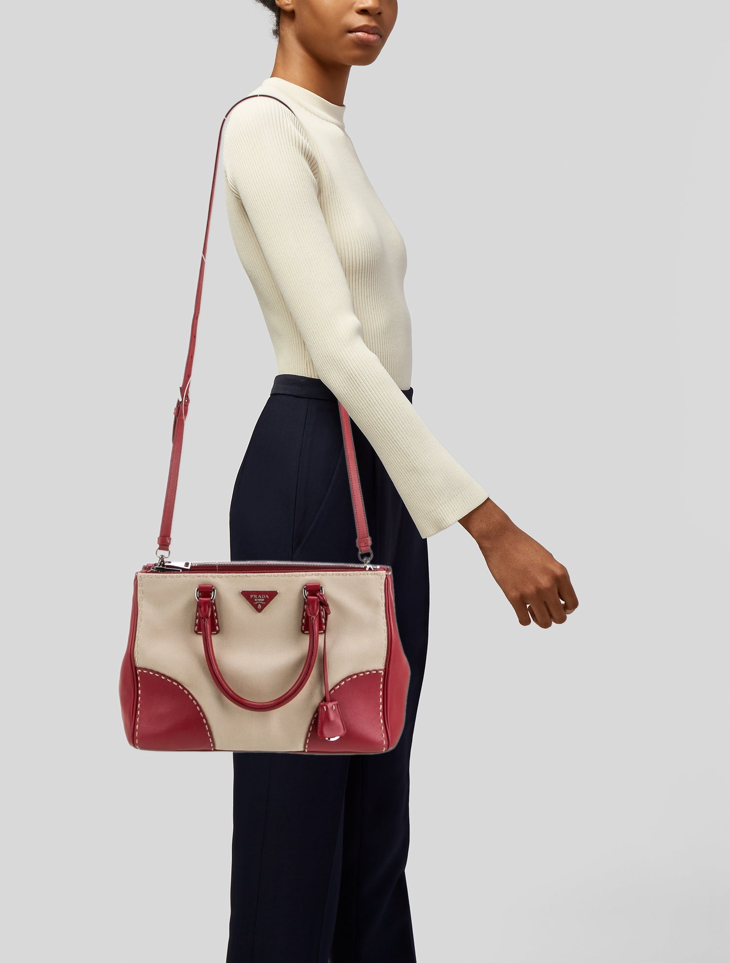 Prada Canvas Galleria Double Zip