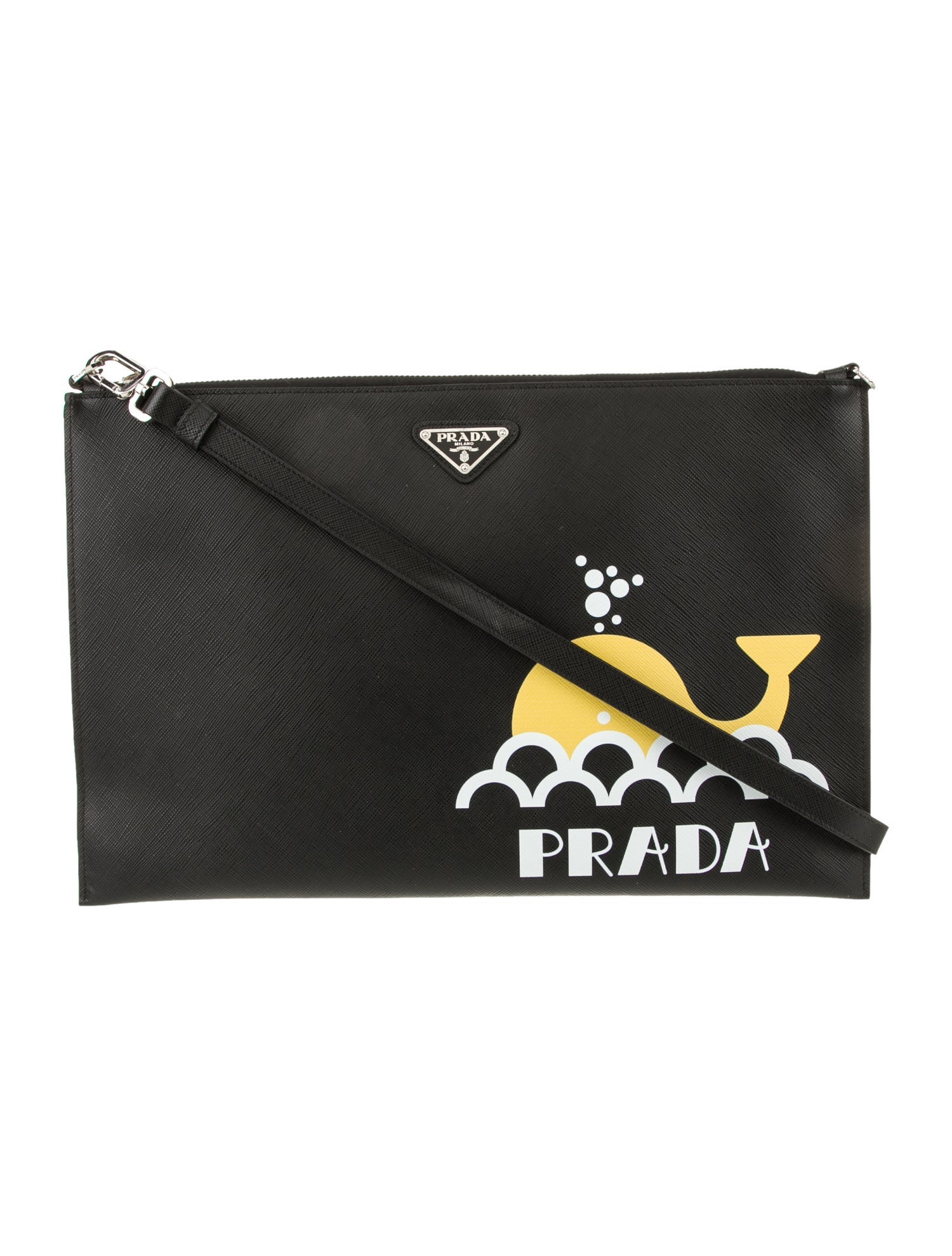 Prada Enameled Metal Triangle Shoulder Bag