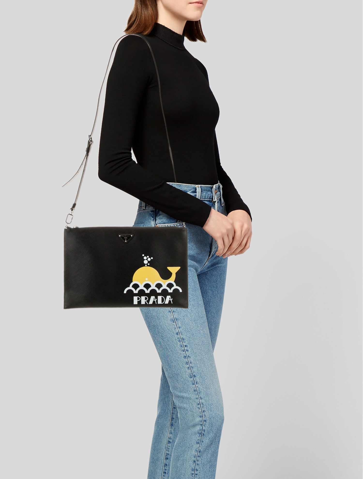 Prada Enameled Metal Triangle Shoulder Bag