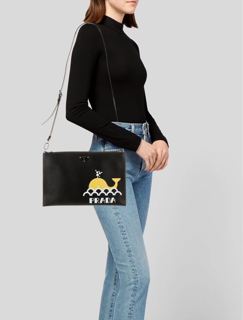 Prada Enameled Metal Triangle Shoulder Bag