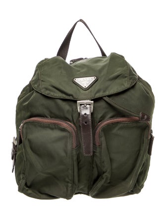 Prada Enameled Metal Triangle Backpack