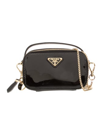 Prada Enameled Metal Triangle Crossbody Bag