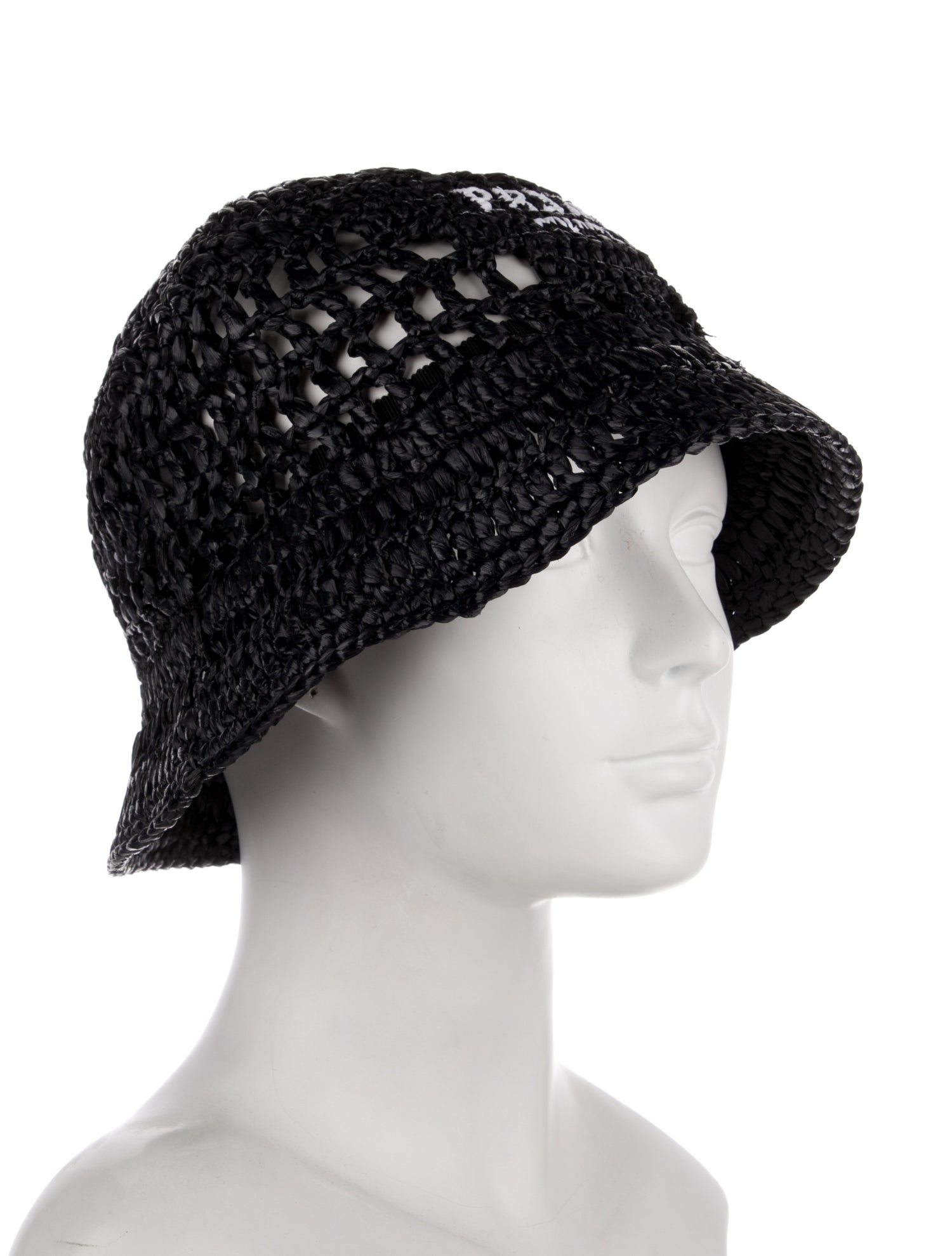 Prada Faux Straw Bucket Hat