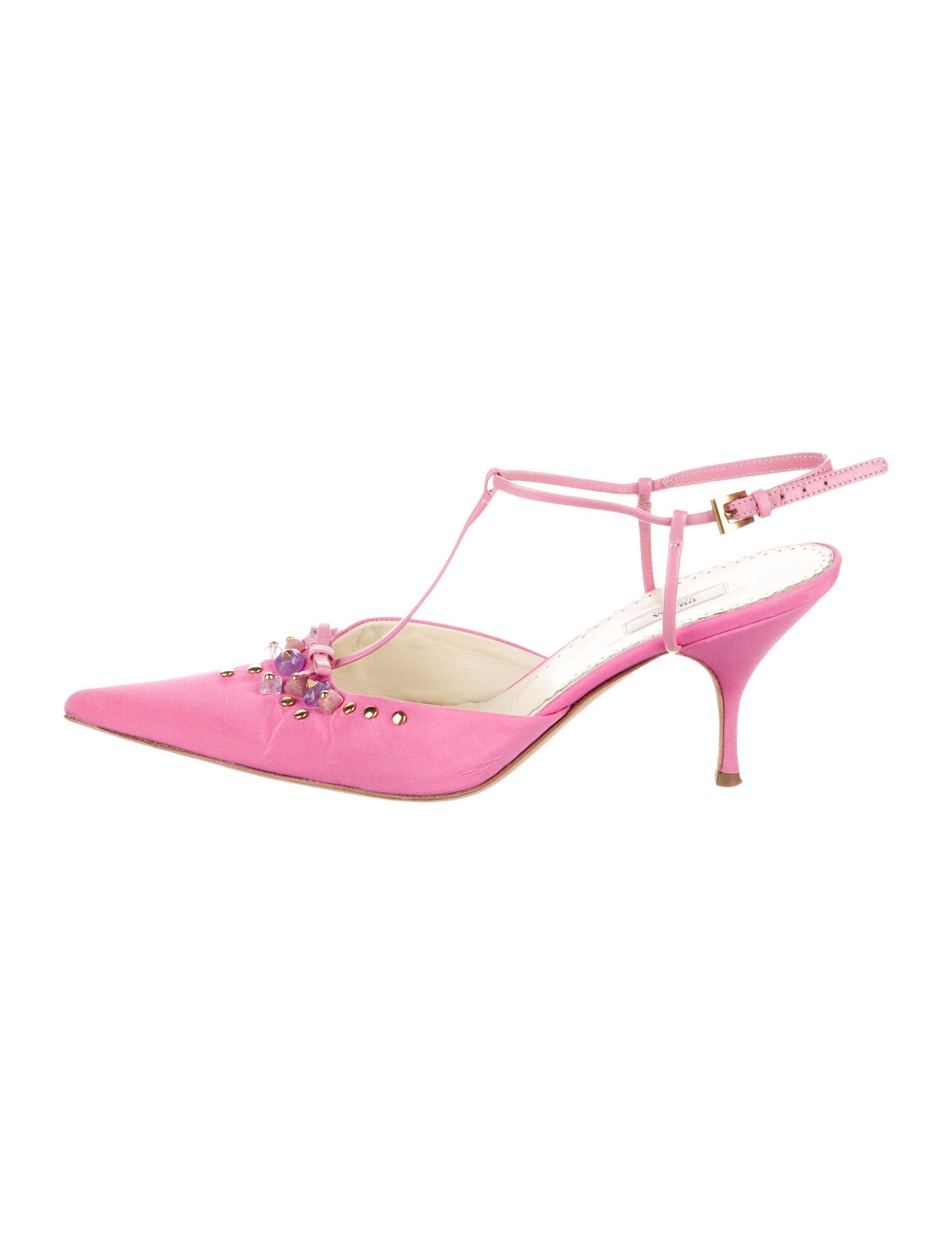 Prada Vintage Satin T-Strap Pumps