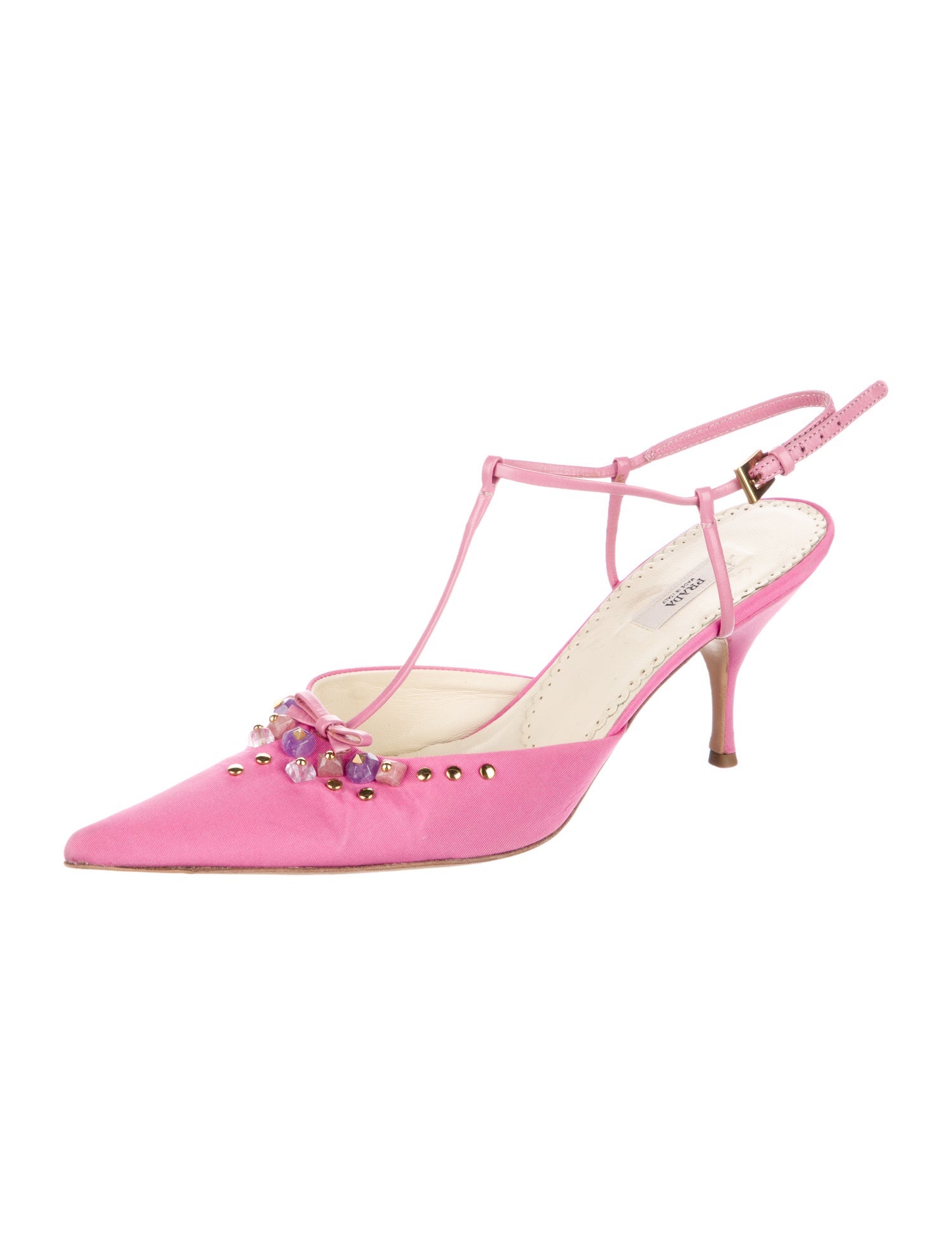 Prada Vintage Satin T-Strap Pumps