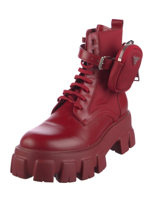Prada Signature Logo Leather Combat Boots