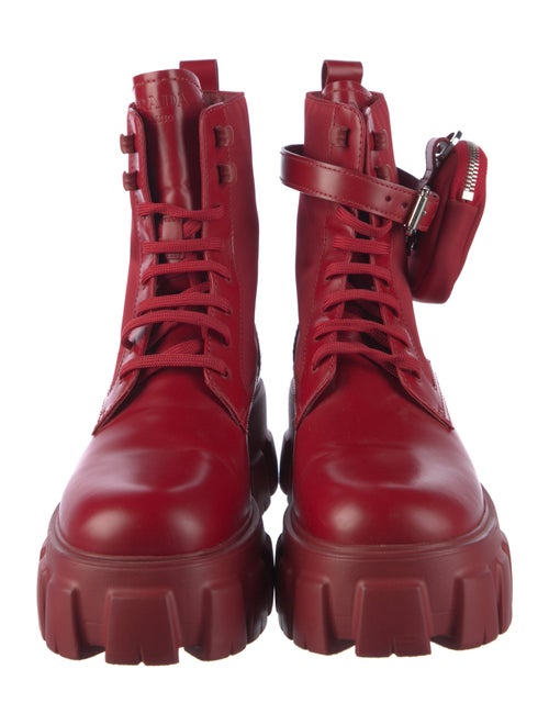 Prada Signature Logo Leather Combat Boots