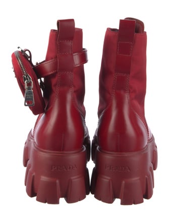 Prada Signature Logo Leather Combat Boots