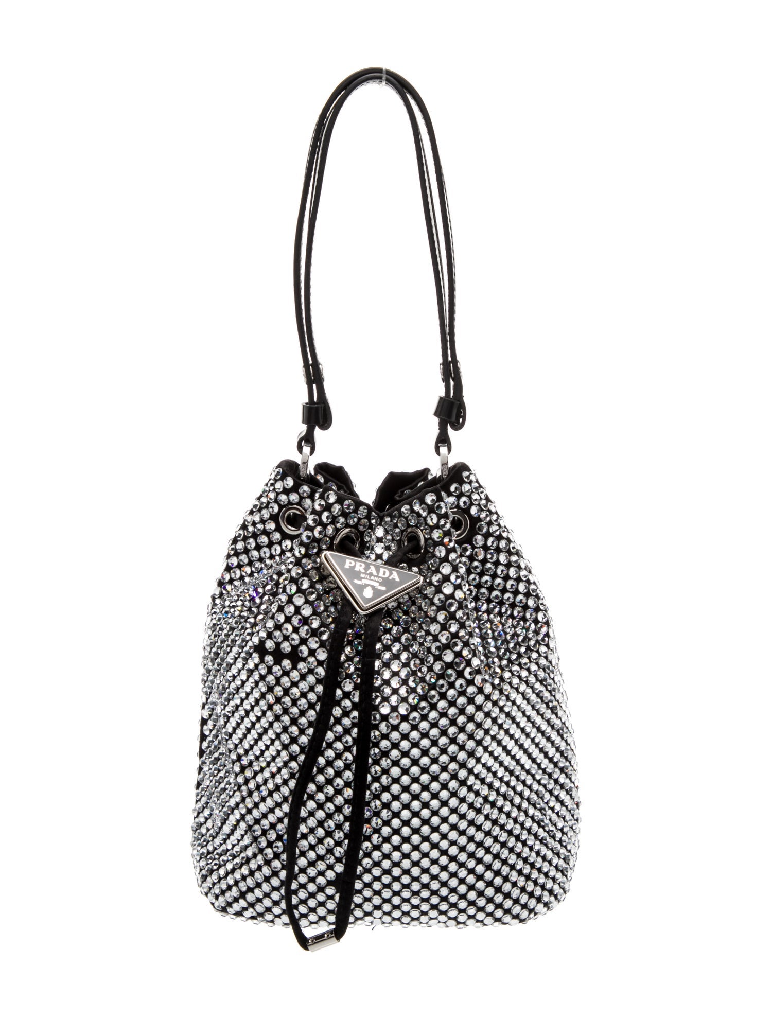 Prada Enameled Metal Triangle Bucket Bag
