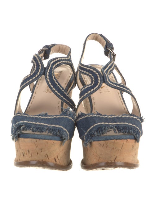 Prada Denim Colorblock Pattern Slingback Sandals