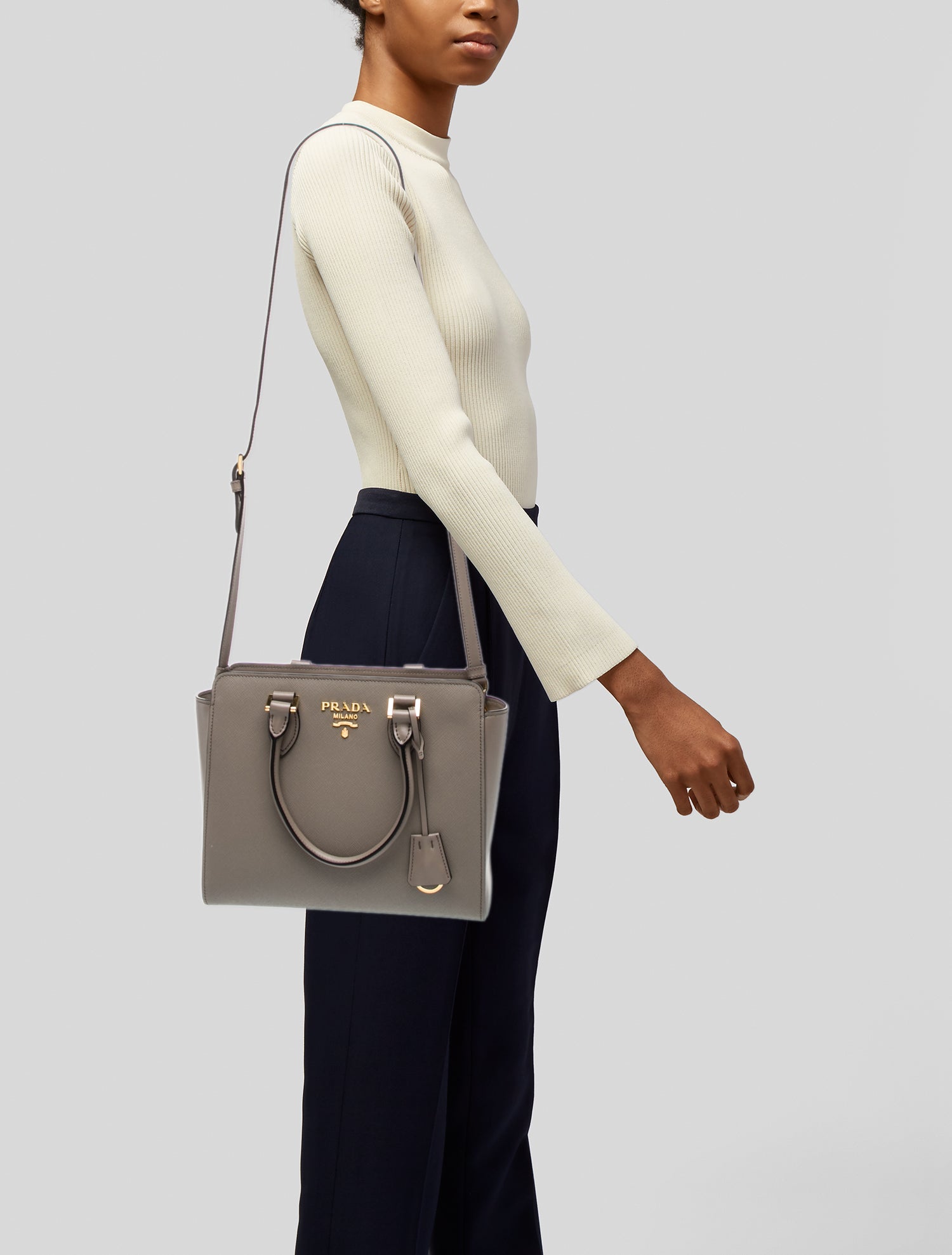 Prada Saffiano Leather Top Handle Bag Small