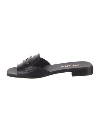 Prada Leather Cutout Accent Slides
