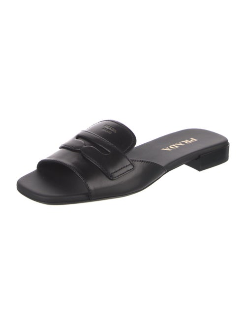 Prada Leather Cutout Accent Slides