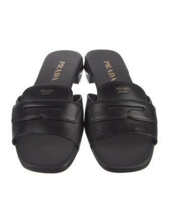 Prada Leather Cutout Accent Slides