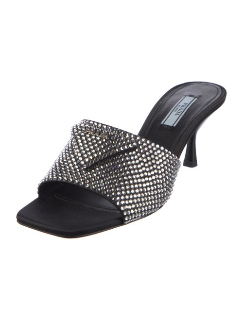 Prada Satin Crystal Embellishments Slides