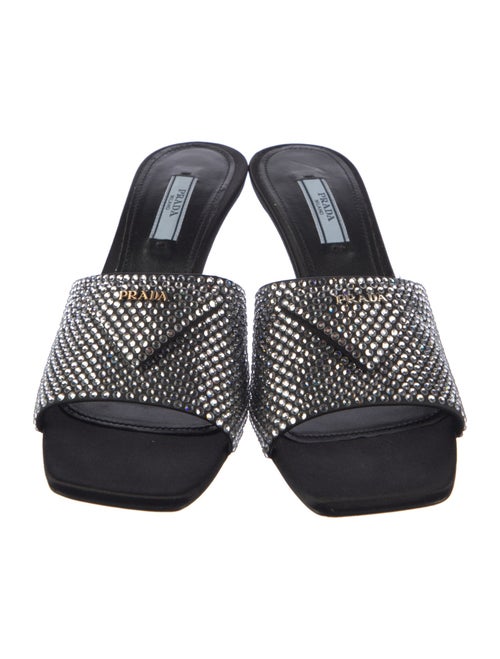Prada Satin Crystal Embellishments Slides