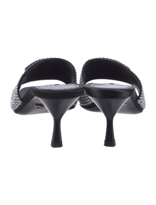 Prada Satin Crystal Embellishments Slides