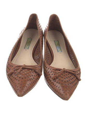 Prada Leather Lasercut Accents Ballet Flats