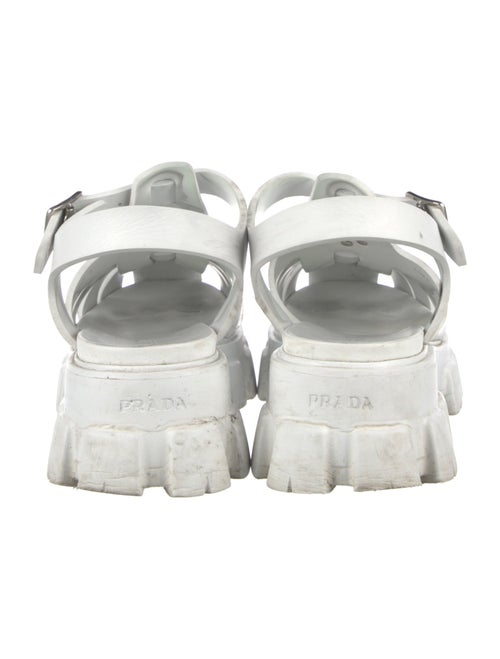 Prada Enameled Metal Triangle Rubber Gladiator Sandals