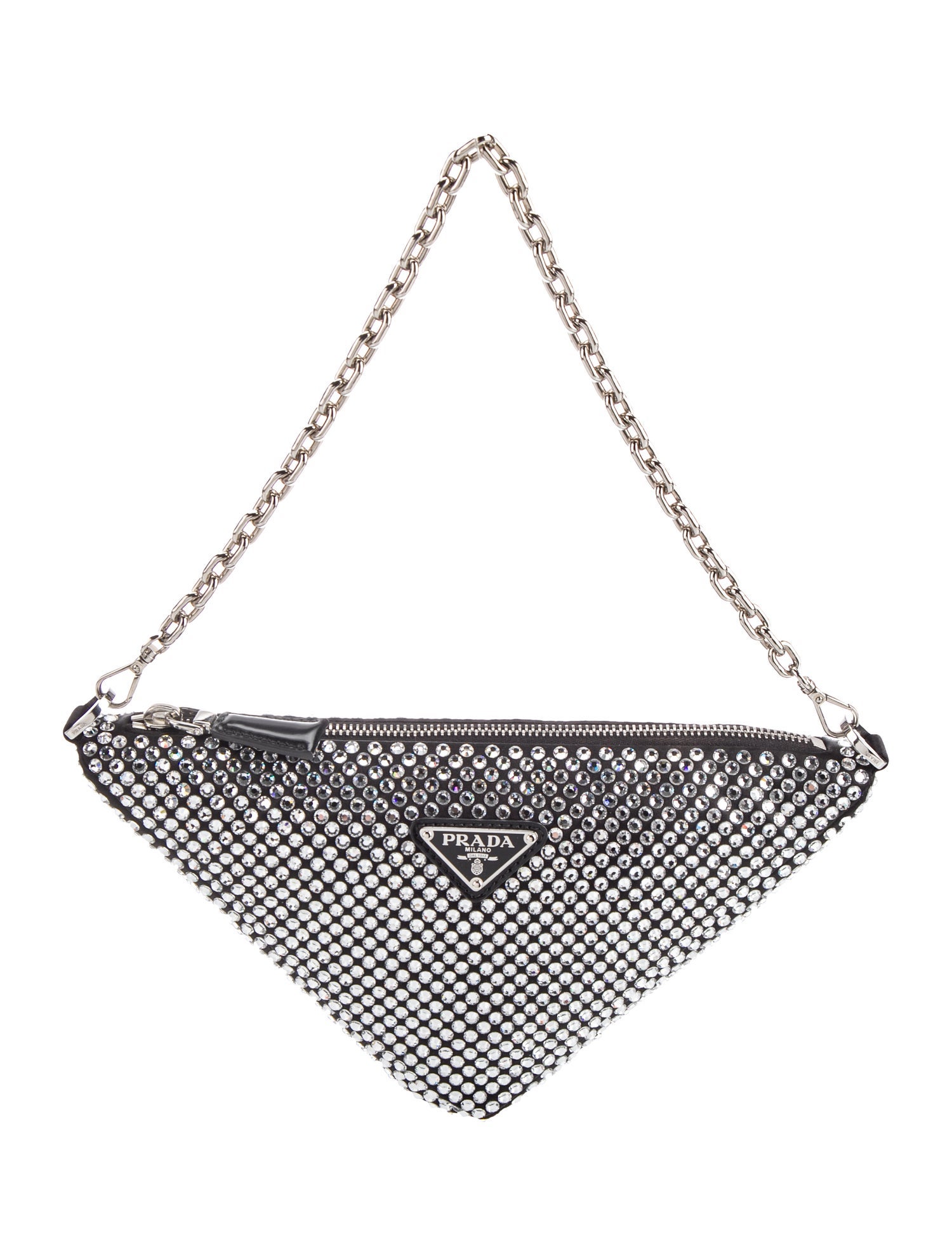 Prada Enameled Metal Triangle Triangle