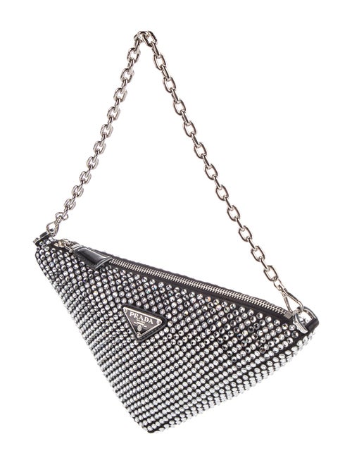 Prada Enameled Metal Triangle Triangle