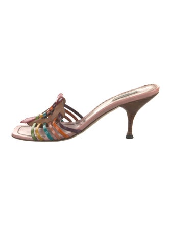 Prada Leather Colorblock Pattern Slides