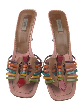 Prada Leather Colorblock Pattern Slides