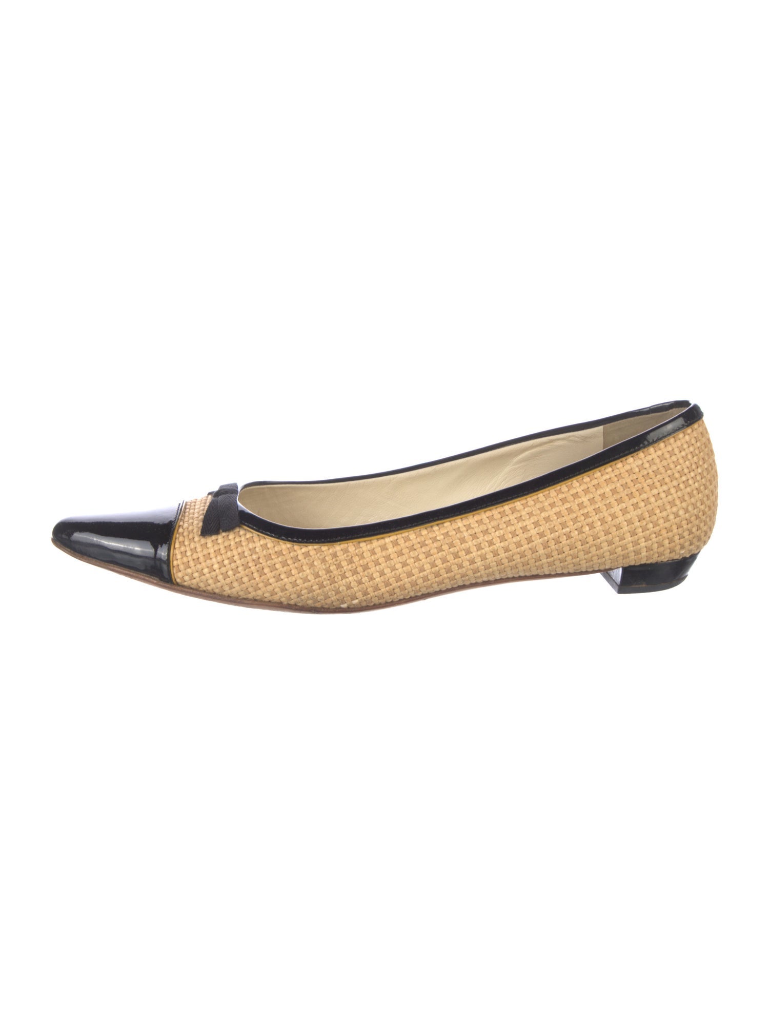 Prada Straw Colorblock Pattern Ballet Flats
