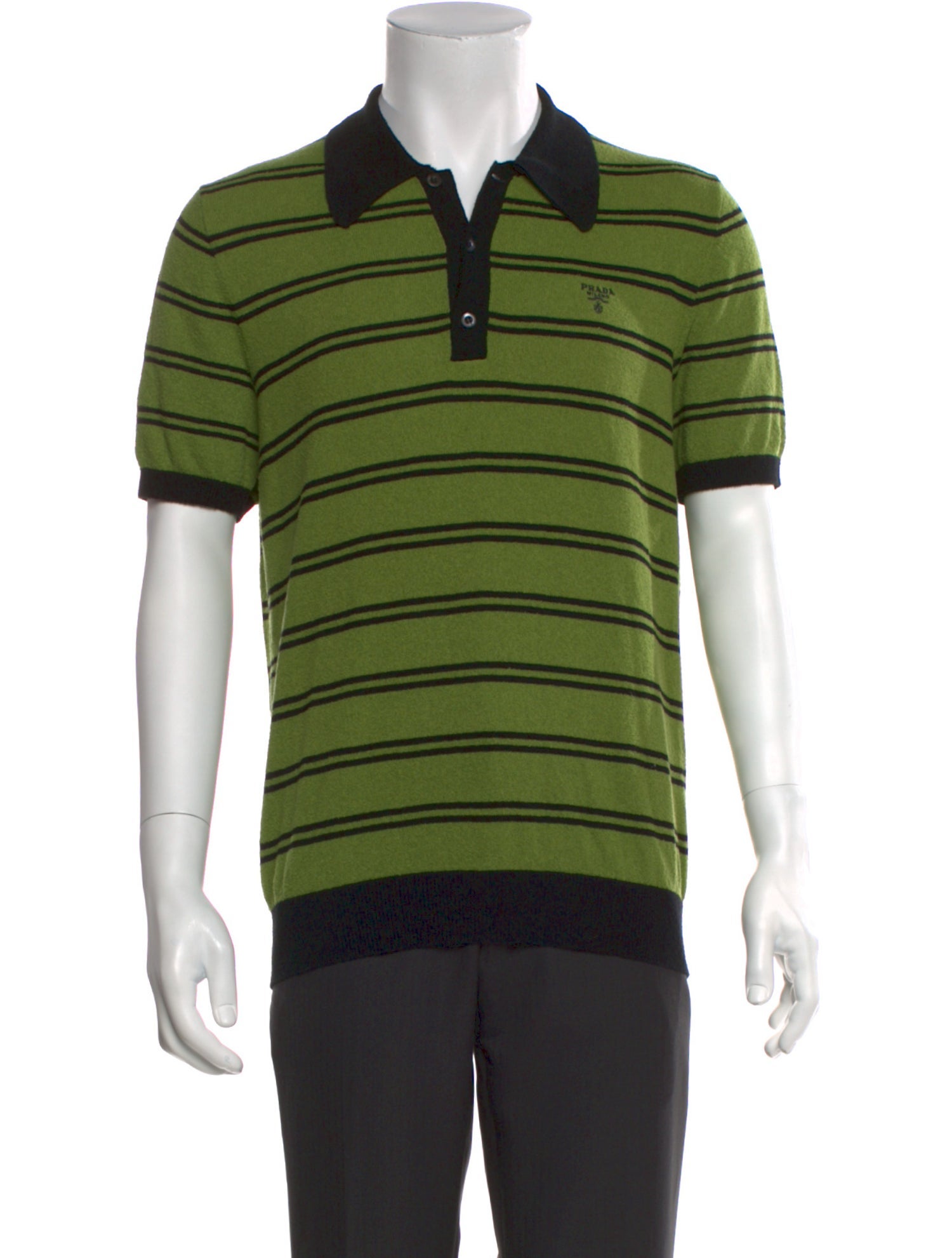 Prada Striped Crew Neck Polo Shirt