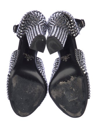Prada Satin Crystal Embellishments Sandals
