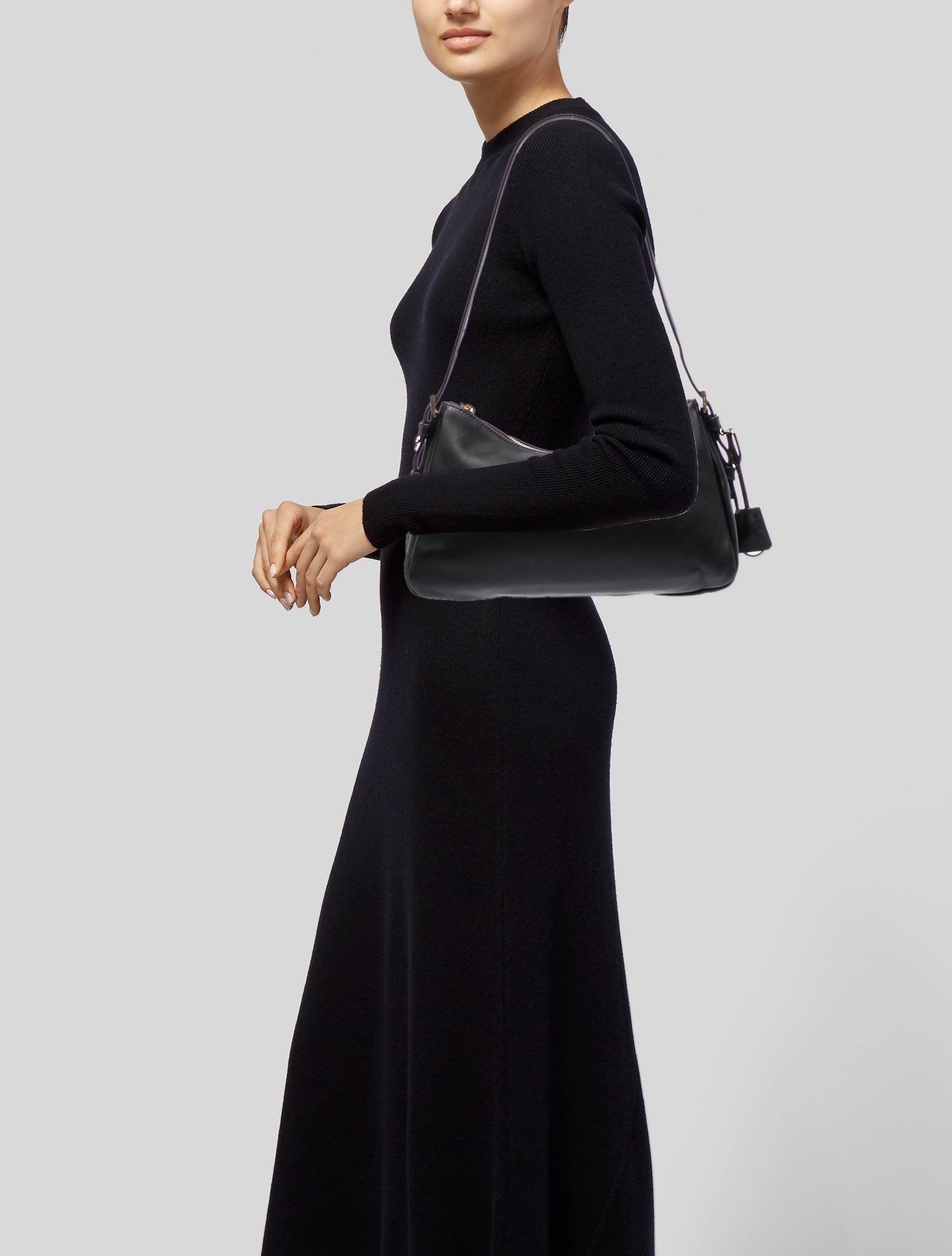 Prada Enameled Metal Triangle Aimee Medium