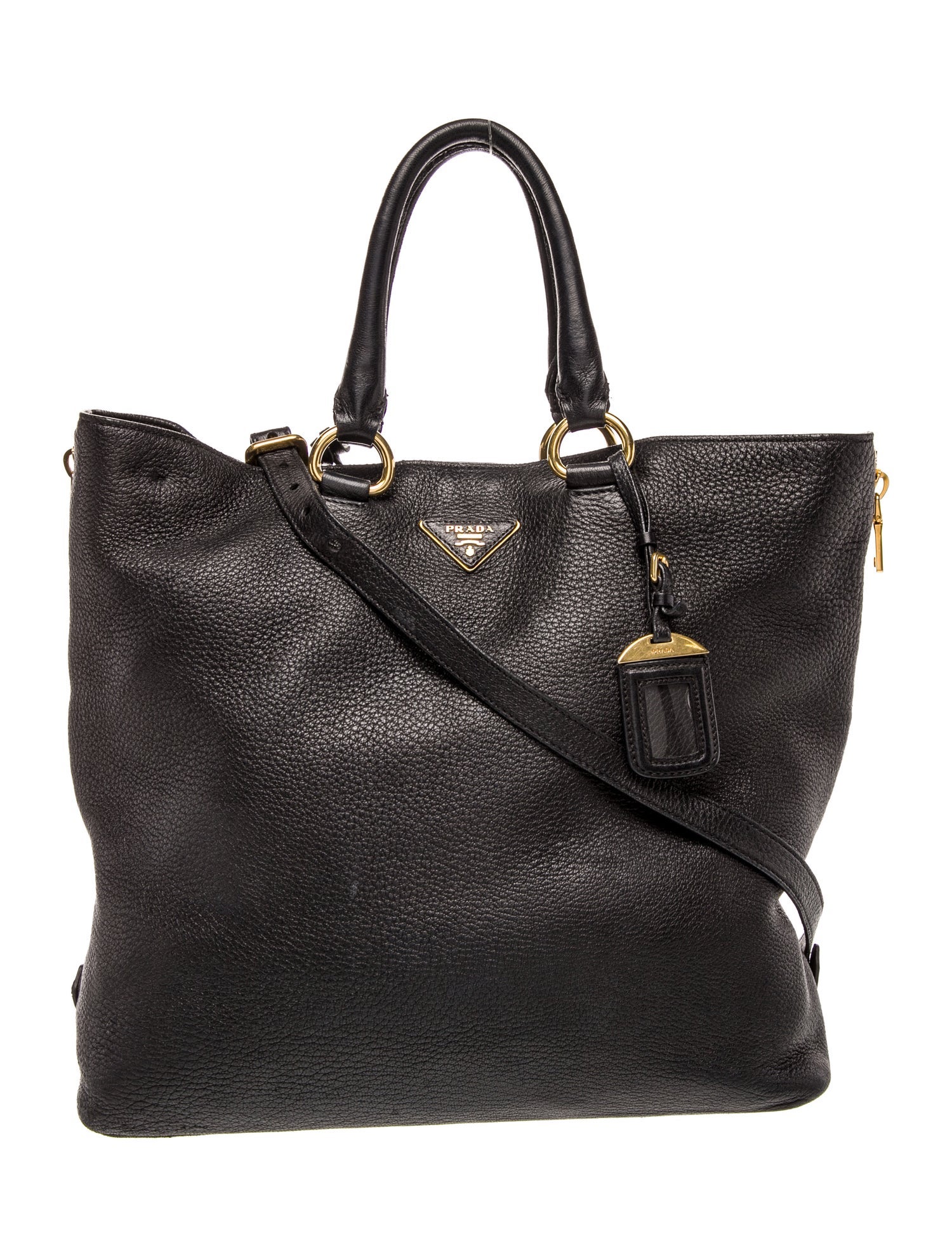 Prada Enameled Metal Triangle Top Handle Bag