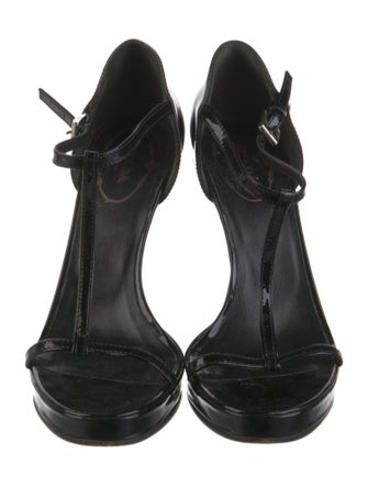 Prada Patent Leather T-Strap Sandals
