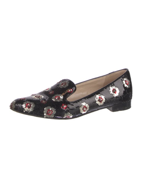 Prada Sequins Floral Print Loafers
