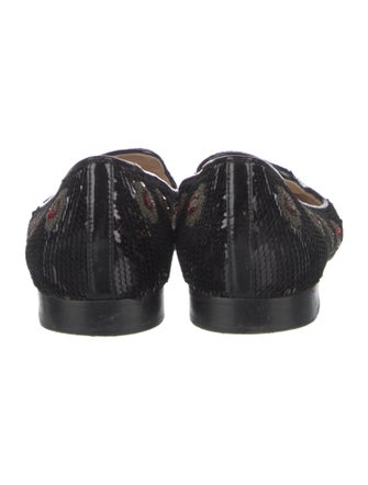 Prada Sequins Floral Print Loafers