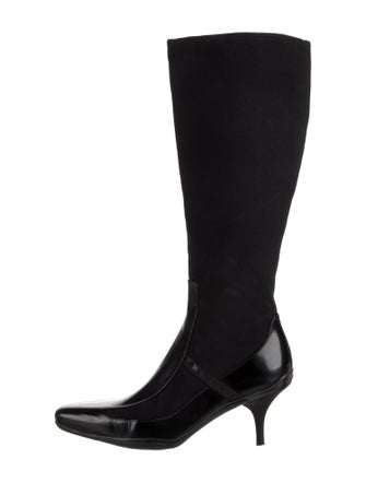 Prada Leather Trim Embellishment Rain Boots